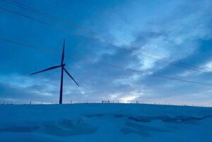A wind turbine on a farmer’s land near Aberdeen. (Photo by Joshua Haiar/South Dakota Searchlight)